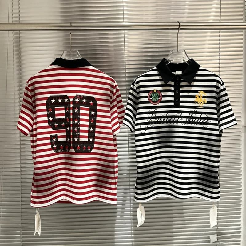 Soiled Stripe PROTOCOL Embroidery Warhorse T Shirt Polo Shirts Men Women Black Red Short Sleeve High Quality Lapel T-shirt Tops