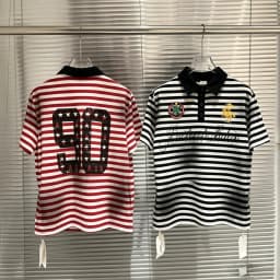 Soiled Stripe PROTOCOL Embroidery Warhorse T Shirt Polo Shirts Men Women Black Red Short Sleeve High Quality Lapel T-shirt Tops