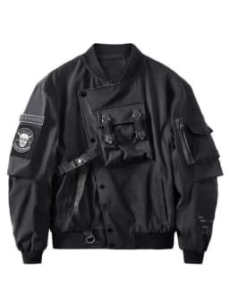 God of Death Bomber Jacket Chest Pocket Techwear Men Punk Hip Hop Tactical Streetwear Black Varsity Jackets Oversized MA1 Coats