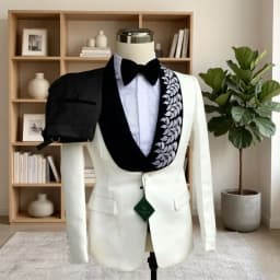 Formal Suits for Men with Leaves Details 2 Pieces Slim Fit Wedding Mix Match Separates Single Breasted Elegant Groom Wear