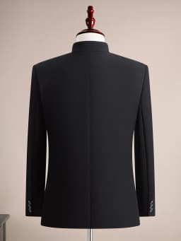 (Jacket+Pants) Chinese Style Stand Up Collar Suit Jacket Pants 2 Piece Set Vintage Luxury Men Slim Casual Social Wedding Tuxedo