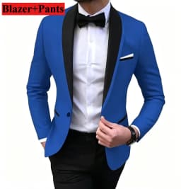 Solid Men's Wedding Suit One Button Shawl Lapel Jacket Vest Pants Dinner Groom Tuxedos Slim Fit Formal Business Suits