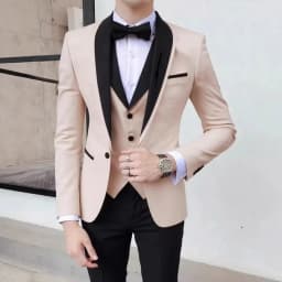 Solid Men's Wedding Suit One Button Shawl Lapel Jacket Vest Pants Dinner Groom Tuxedos Slim Fit Formal Business Suits