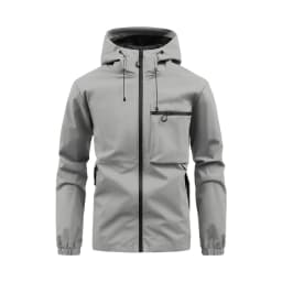 Men Spring Autumn Hooded Jacket Waterproof Outdoor Windbreaker Casual Zip Up Pocket Coat Outerwear