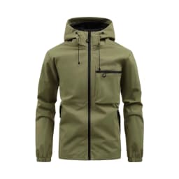 Men Spring Autumn Hooded Jacket Waterproof Outdoor Windbreaker Casual Zip Up Pocket Coat Outerwear