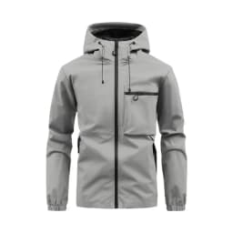Men Spring Autumn Hooded Jacket Waterproof Outdoor Windbreaker Casual Zip Up Pocket Coat Outerwear