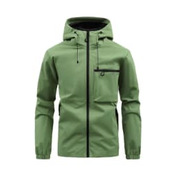 Men Spring Autumn Hooded Jacket Waterproof Outdoor Windbreaker Casual Zip Up Pocket Coat Outerwear