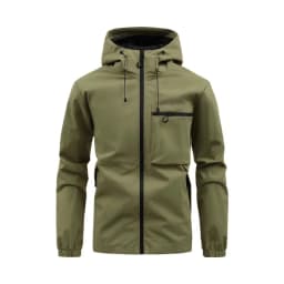 Men Spring Autumn Hooded Jacket Waterproof Outdoor Windbreaker Casual Zip Up Pocket Coat Outerwear