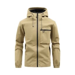 Men Spring Autumn Hooded Jacket Waterproof Outdoor Windbreaker Casual Zip Up Pocket Coat Outerwear