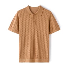 MVLYFLRT Men's T-Shirt Top Mulberry Silk Breathable Knit POLO Shirt Business Casual Lapel Hollow Short Sleeved Summer Shirt Thin