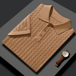 MVLYFLRT Men's T-Shirt Top Mulberry Silk Breathable Knit POLO Shirt Business Casual Lapel Hollow Short Sleeved Summer Shirt Thin