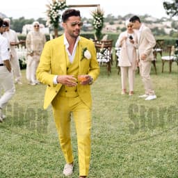 Summer Linen Men Suits 3 Piece Chic Single Breasted Peak Lapel Outfits Fashion Daily Casual Slim Groom Wedding Party Tuxedo