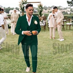 Summer Linen Men Suits 3 Piece Chic Single Breasted Peak Lapel Outfits Fashion Daily Casual Slim Groom Wedding Party Tuxedo