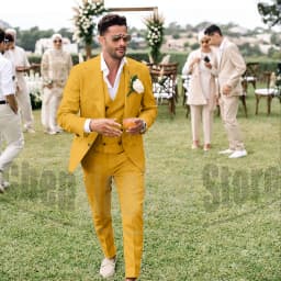 Summer Linen Men Suits 3 Piece Chic Single Breasted Peak Lapel Outfits Fashion Daily Casual Slim Groom Wedding Party Tuxedo