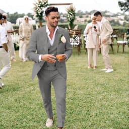 Summer Linen Men Suits 3 Piece Chic Single Breasted Peak Lapel Outfits Fashion Daily Casual Slim Groom Wedding Party Tuxedo