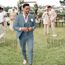 Summer Linen Men Suits 3 Piece Chic Single Breasted Peak Lapel Outfits Fashion Daily Casual Slim Groom Wedding Party Tuxedo