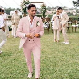 Summer Linen Men Suits 3 Piece Chic Single Breasted Peak Lapel Outfits Fashion Daily Casual Slim Groom Wedding Party Tuxedo