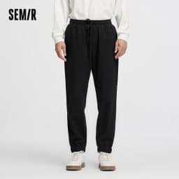 Semir Men Pants Solid Tapered Loose Textured Plaid Jogger Knit Sport Style Casual Autumn Trousers Daily Wear 2026