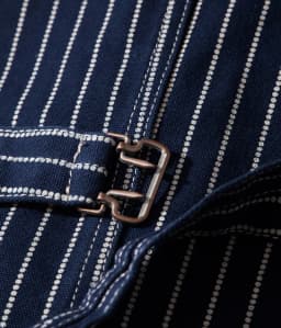 12oz 100% Cotton American Vintage Wabash Stripe Work Vest in Raw Denim Amekaji Style Indigo-Dyed Utility Vest for Men OKONKWO