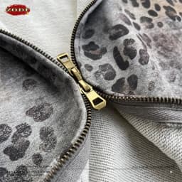 ZODF Trendy Winter 400gsm Boxyfit Zipper Cotton Hoodies For Man Unisex Leopard Printing Hooded Jackets Coat HY1274