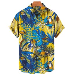 For Men Tropical Jungle Flamingo 3d Print Hawaiian Shirt Summer Street Short Sleeves Tops Harajuku Lapel Button Loose Blouse