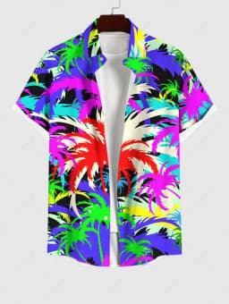 Summer Fashion Men's Hawaiian Shirt 3D Printing Short Sleeved Button Down Lapel Shirts Oversized Tops Casual Aloha Shirts