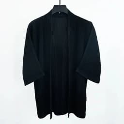 Miyake Pleated Kimono Cardigan Men Japanese Haori Jacket Open Front Loose Fit Plisse Lightweight Summer Coat Casual Outerwear