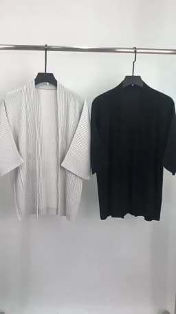 Miyake Pleated Kimono Cardigan Men Japanese Haori Jacket Open Front Loose Fit Plisse Lightweight Summer Coat Casual Outerwear