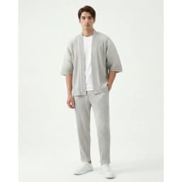Miyake Pleated Kimono Cardigan Men Japanese Haori Jacket Open Front Loose Fit Plisse Lightweight Summer Coat Casual Outerwear