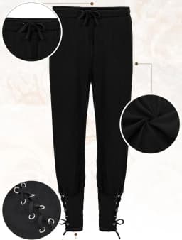 6 Pcs Men's Halloween Renaissance Costume Set Medieval Vest Shirt Ankle Banded Pants Viking Belt Armband Pouch