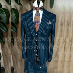 Fashion Yellow Stripe Men Suits Blazer Luxury Wedding Groom Outfits Customized 3 Piece Jacket Pants Vest Full Sets Terno 2026