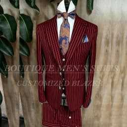 Fashion Yellow Stripe Men Suits Blazer Luxury Wedding Groom Outfits Customized 3 Piece Jacket Pants Vest Full Sets Terno 2026