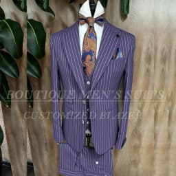 Fashion Yellow Stripe Men Suits Blazer Luxury Wedding Groom Outfits Customized 3 Piece Jacket Pants Vest Full Sets Terno 2026
