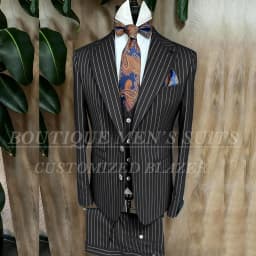 Fashion Yellow Stripe Men Suits Blazer Luxury Wedding Groom Outfits Customized 3 Piece Jacket Pants Vest Full Sets Terno 2026