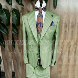 Fashion Yellow Stripe Men Suits Blazer Luxury Wedding Groom Outfits Customized 3 Piece Jacket Pants Vest Full Sets Terno 2026