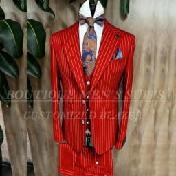 Fashion Yellow Stripe Men Suits Blazer Luxury Wedding Groom Outfits Customized 3 Piece Jacket Pants Vest Full Sets Terno 2026