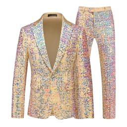 2024 Gold Sequined Mens Suit Two Piece,Wedding Party Dress Jacket and Trousers,Asian Size Mens Stage Performance Sets, 2024 New