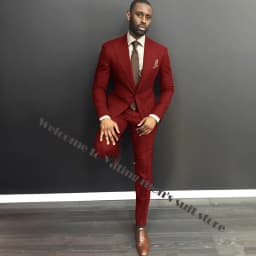 Classy Burgundy Wedding Mens Suits Slim Fit Bridegroom Tuxedos For Men Two Pieces Groomsmen Suit Formal Business Jackets
