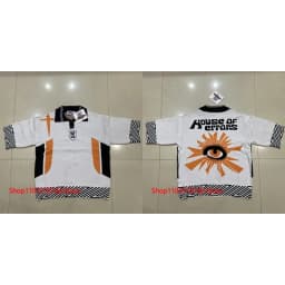 Streetwear Brand House of Errors Sweater Loose Casual Eye Jacquard Lapel Long Sleeve Men Women Knitwear Pullover