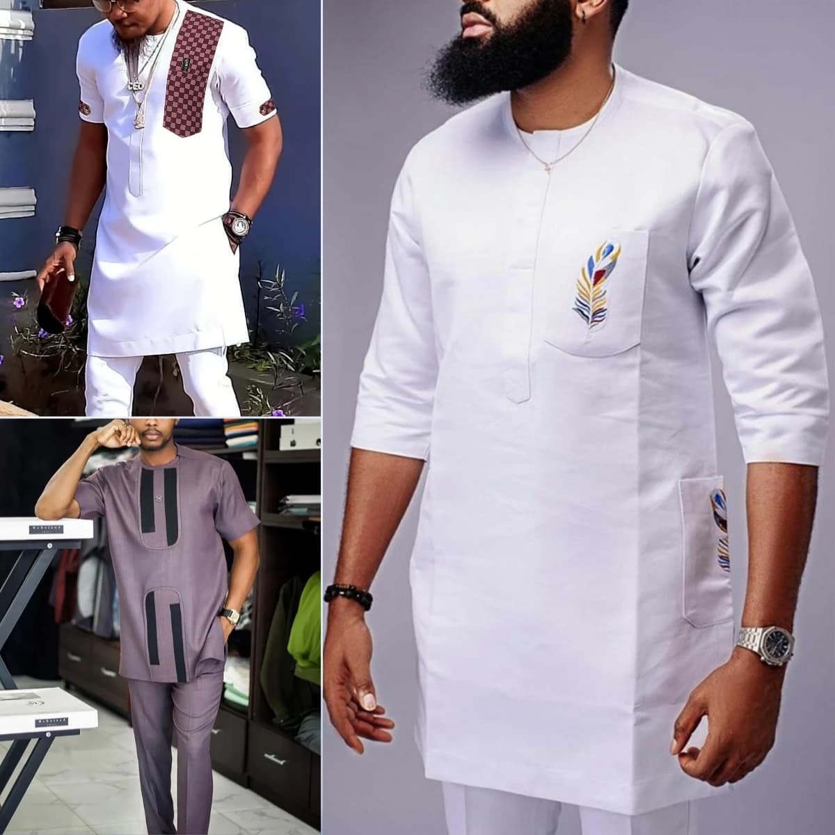 New 2Pc African Traditional O-Neck Outfit Dashiki Muslim Costume For Men Luxury Brand Clothing Full Pant Sets To Dress Kaftan