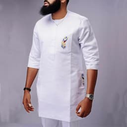 New 2Pc African Traditional O-Neck Outfit Dashiki Muslim Costume For Men Luxury Brand Clothing Full Pant Sets To Dress Kaftan