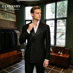 Elegant Embellished Suit Set for Men Trend Double Buttons Formal 2-Pieces Suit (Jacket Pants) XXS-7XL Customized Blazer Trousers