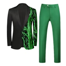 Red Sequin Blazer & Pants Set , Men's Shiny Party Outfit Suits for Weddings, Concerts & Festive Celebrations
