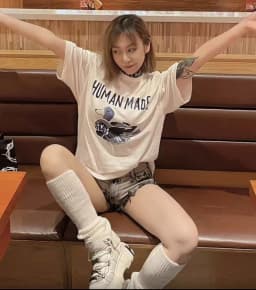 Human Made New Ink Wash Duck Slub Cotton T-Shirt, Loose Crewneck Cute Cartoon Summer Tee