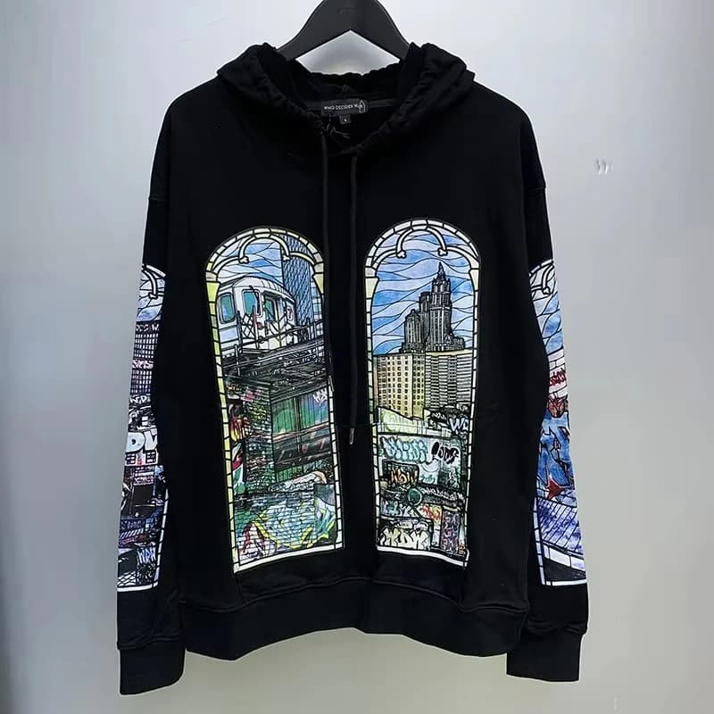 WHO DECIDES WAR Blue Cream Hoodie, Hot Drill Printing Wash Vintage Pullover for Men & Women, Premium Casual Sweatshirt