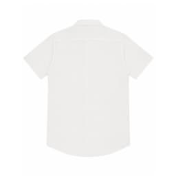 CH Men's White Oxford Short Sleeve Shirt Button Down Collar Circular Patch Logo Cotton Business Formal Casual Button Up Shirts