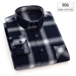 Man Clothing 100% Cotton Flannel Long Sleeve Plaid Winter Casual Shirt Anti-Wrinkle Soft Brushed Fabric Multi-Color Plus Size