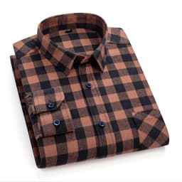 Man Clothing 100% Cotton Flannel Long Sleeve Plaid Winter Casual Shirt Anti-Wrinkle Soft Brushed Fabric Multi-Color Plus Size