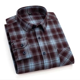 Man Clothing 100% Cotton Flannel Long Sleeve Plaid Winter Casual Shirt Anti-Wrinkle Soft Brushed Fabric Multi-Color Plus Size