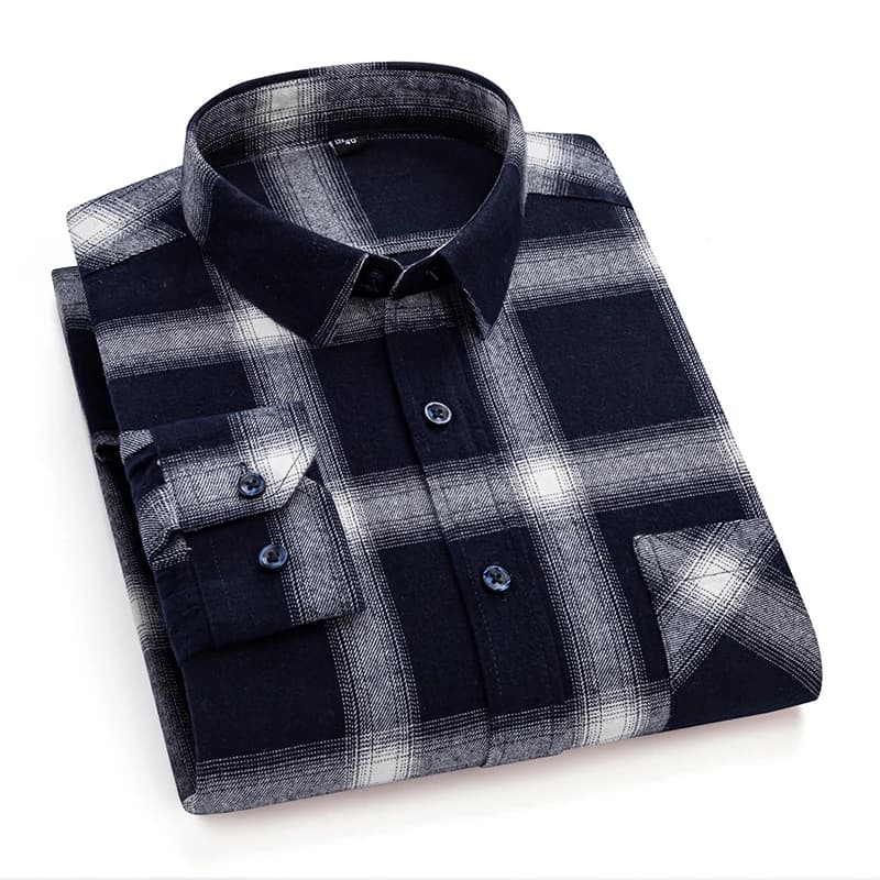 Man Clothing 100% Cotton Flannel Long Sleeve Plaid Winter Casual Shirt Anti-Wrinkle Soft Brushed Fabric Multi-Color Plus Size
